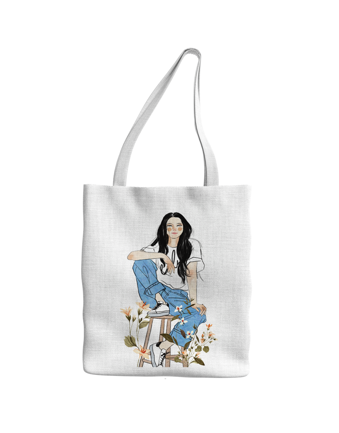 حقيبة بنت على كرسي